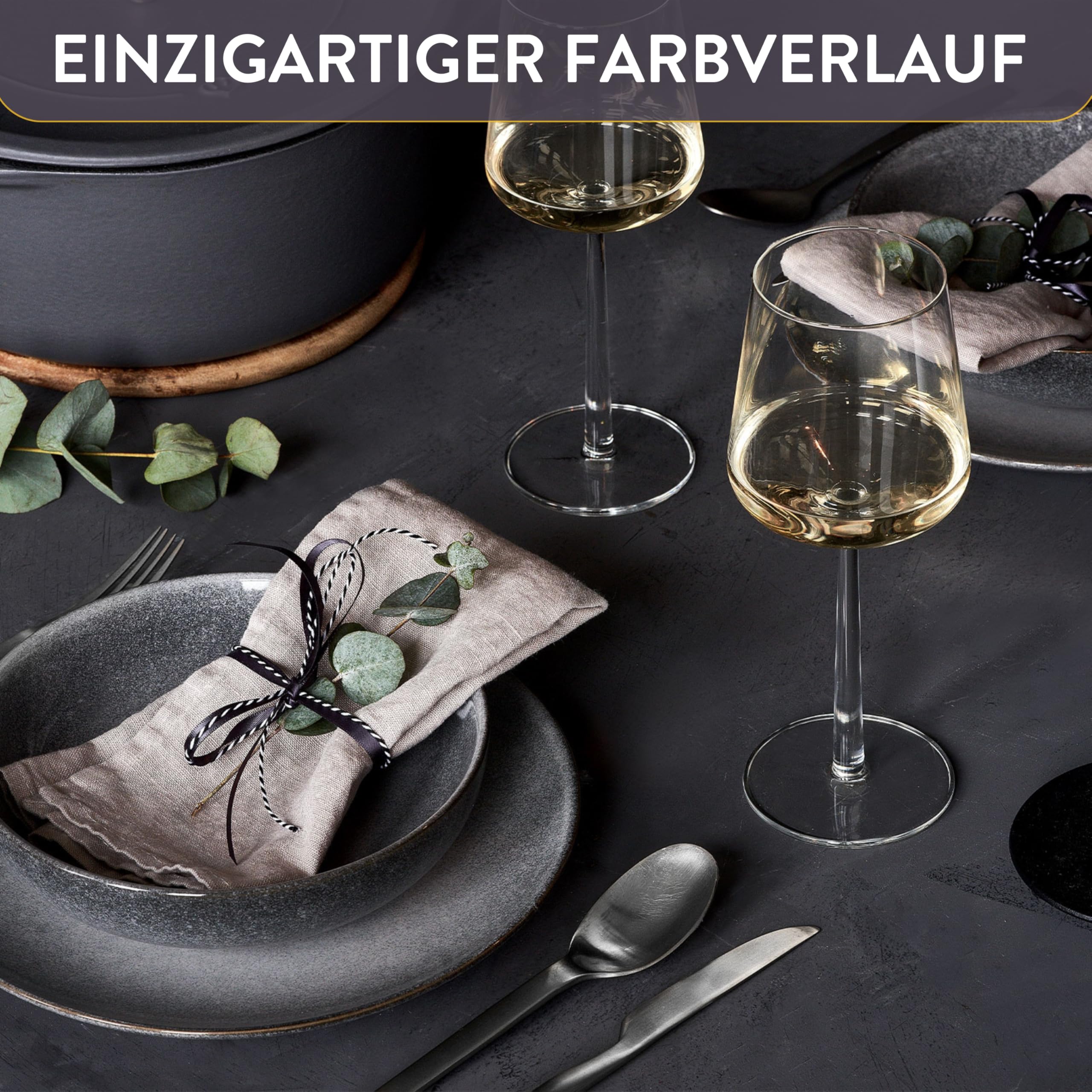 SPRINGLANE Misty Cliff – 24-tlg. Steingut Geschirrset für 4 Personen, Modernes Tafelservice mit Teller- und Schüsselset