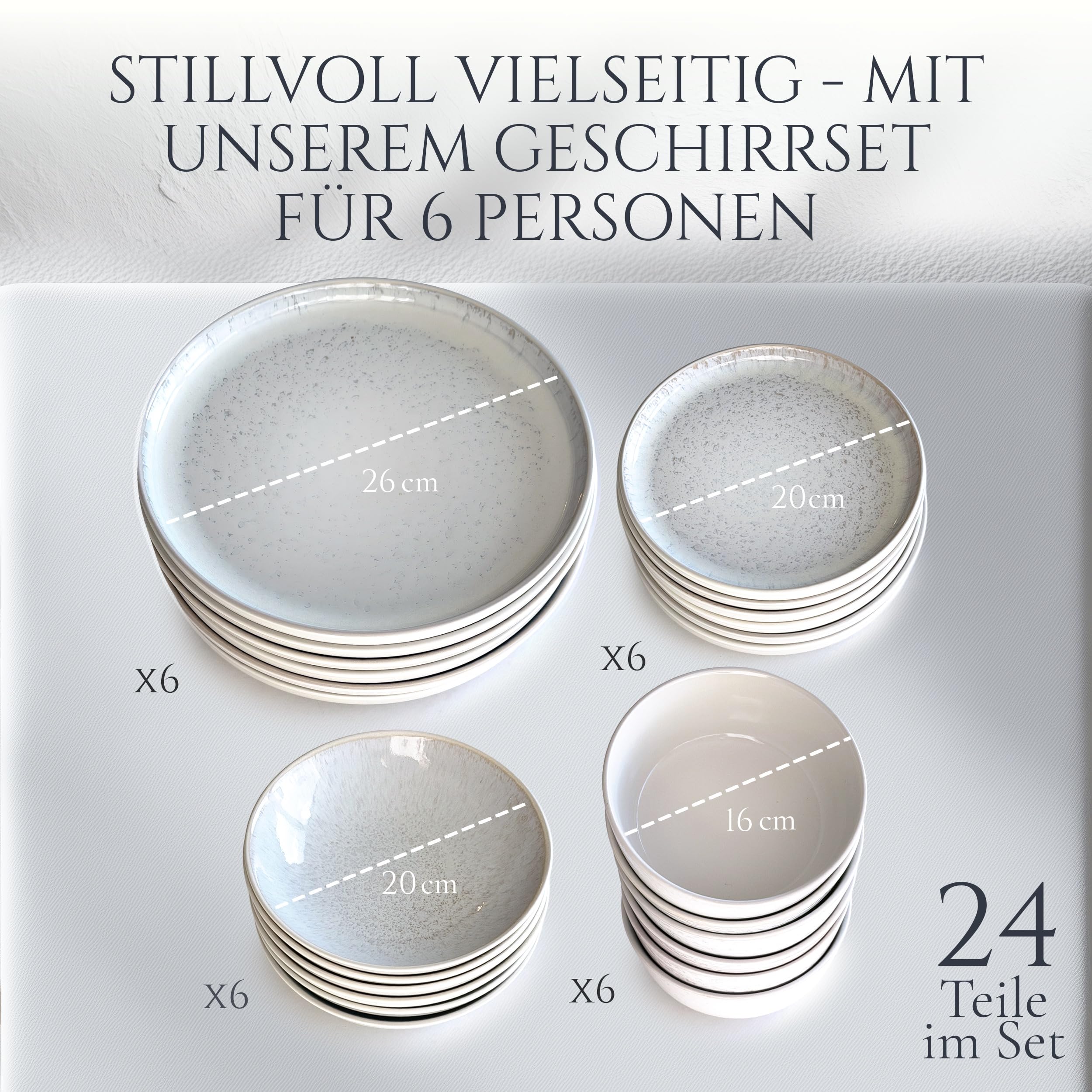 Ibiza – 24-tlg. Steingut Geschirrset für 6 Personen, Mediterranes Tafelservice, Schüsseln & Teller, Beige, TESTSIEGER – Pure Living Collection